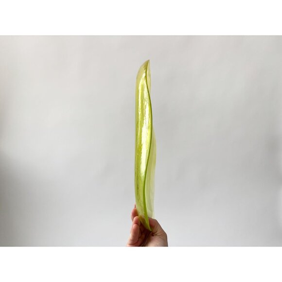 Lemon Lime Swirly Patterned Art Glass Oval Shaped Vintage Decorative Plate - Picture 13 of 13